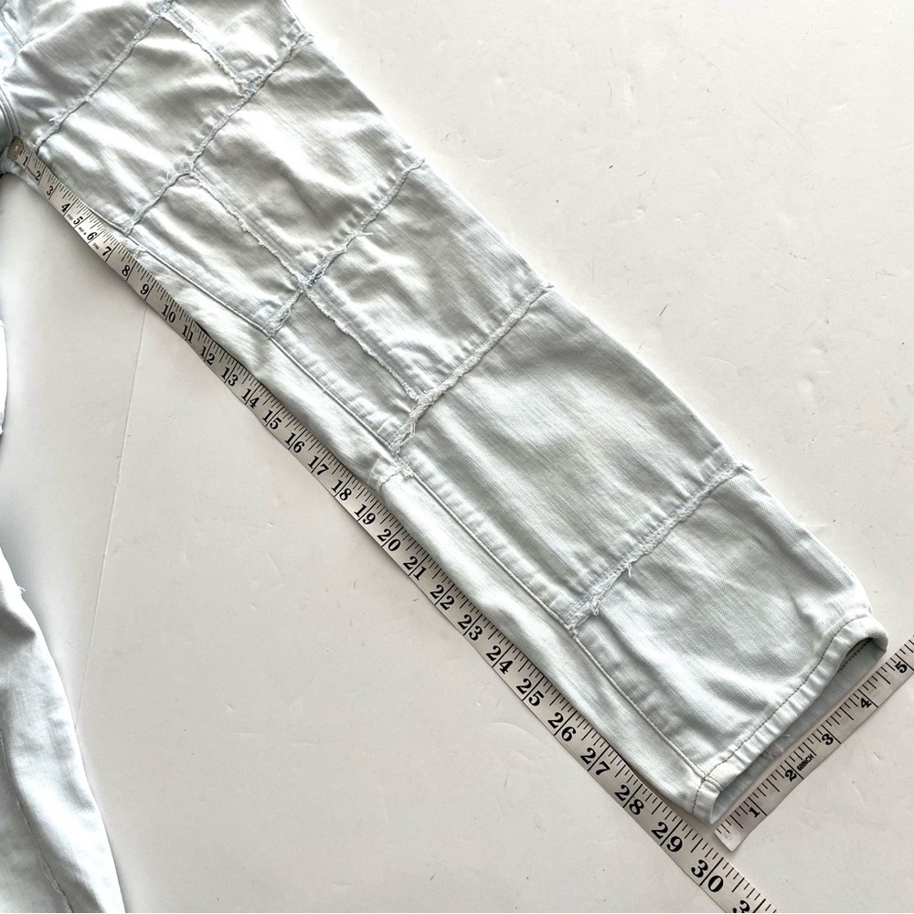 FRAME Le Skinny de Jeanne Light Wash Patchwork Jeans Sz 30 Denim Frayed Cotton - Picture 13 of 13